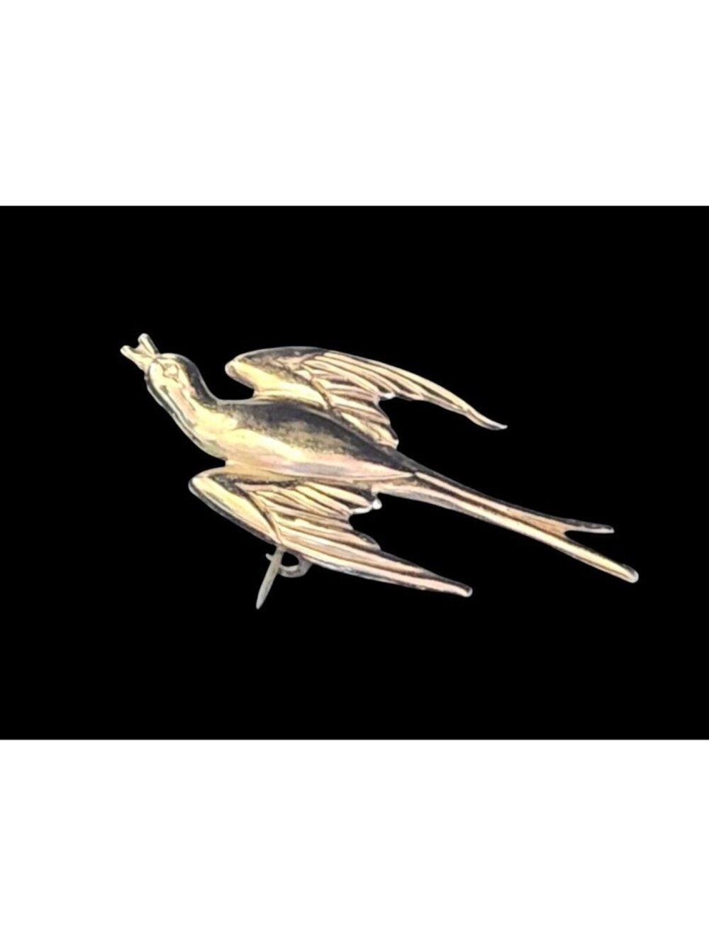 Vintage Silver-Tone Soaring Bird Pin Brooch Elegant Antique Jewelry